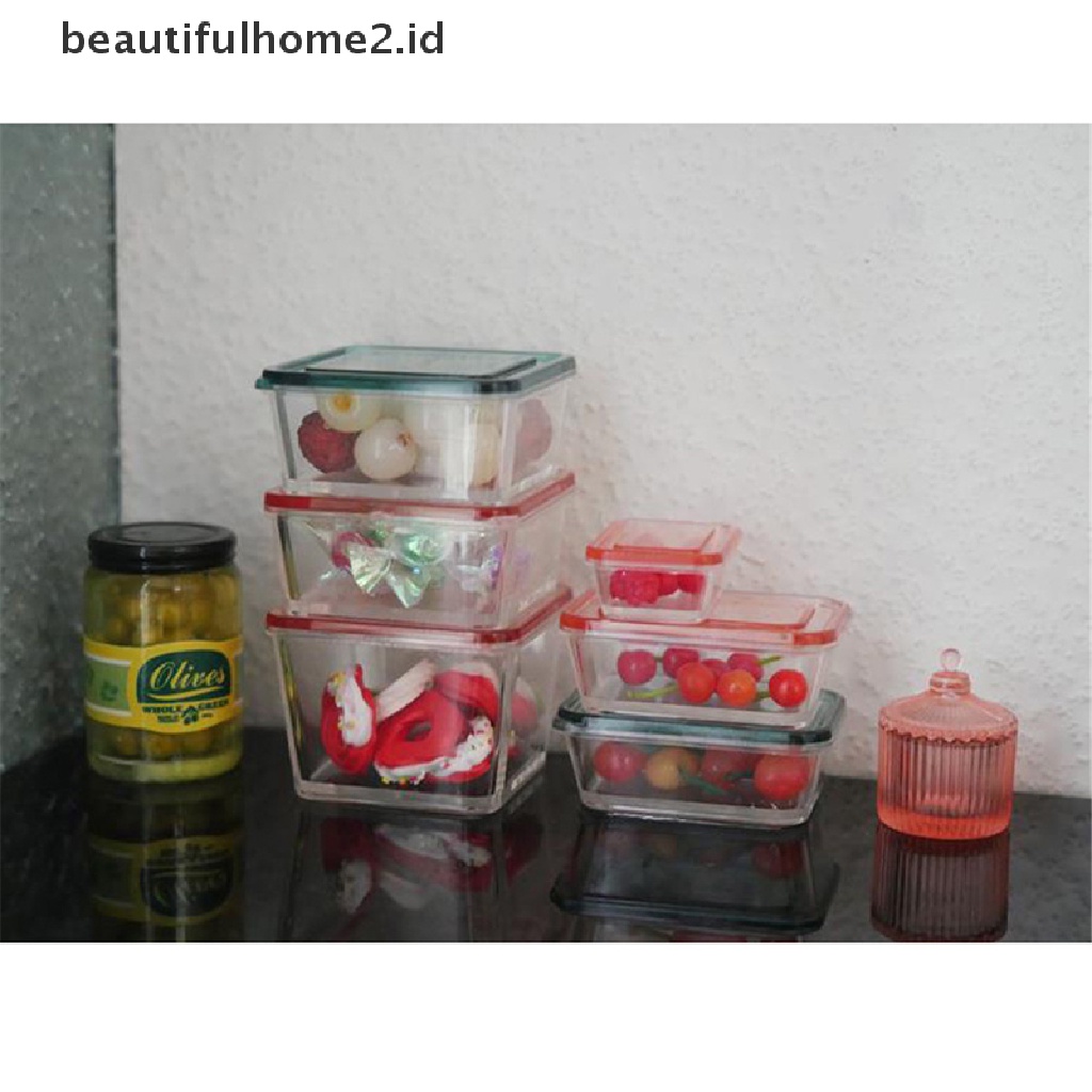 (beautifulhome2.id) 9pcs / Set Mainan Miniatur Kotak Makanan Skala 1: 12 Untuk Dekorasi Rumah Boneka