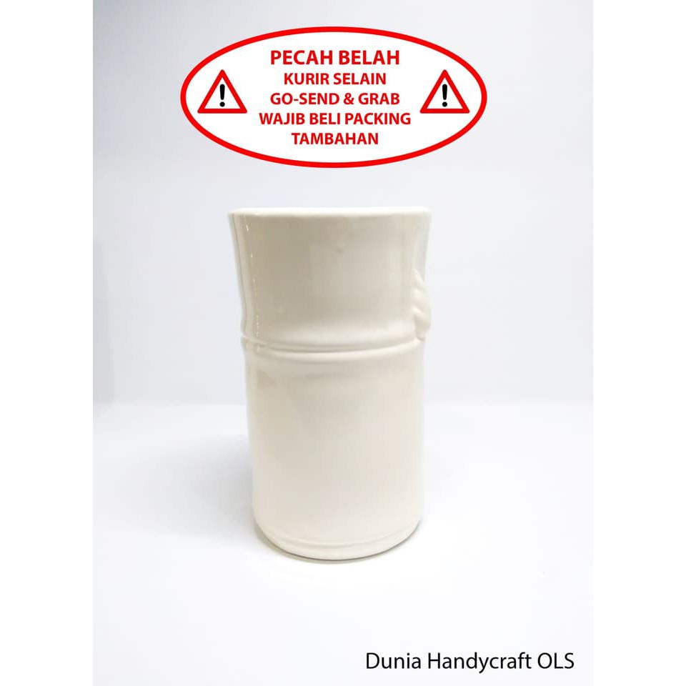 Vas - Pot Bunga Keramik Bambu Bulat - Vas Keramik Dekorasi