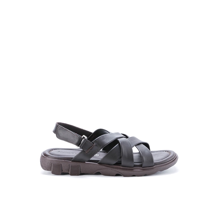 SANDA KULIT ANDRE VALENTINO PRIA ORIGINAL SLINGBACK ASLI COKLAT AVM11