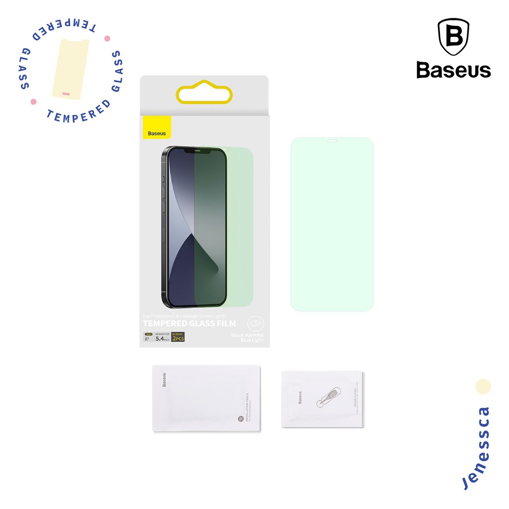 Baseus iPhone 12 Mini/12/Pro/12 Pro Max Tempered Glass Green Light