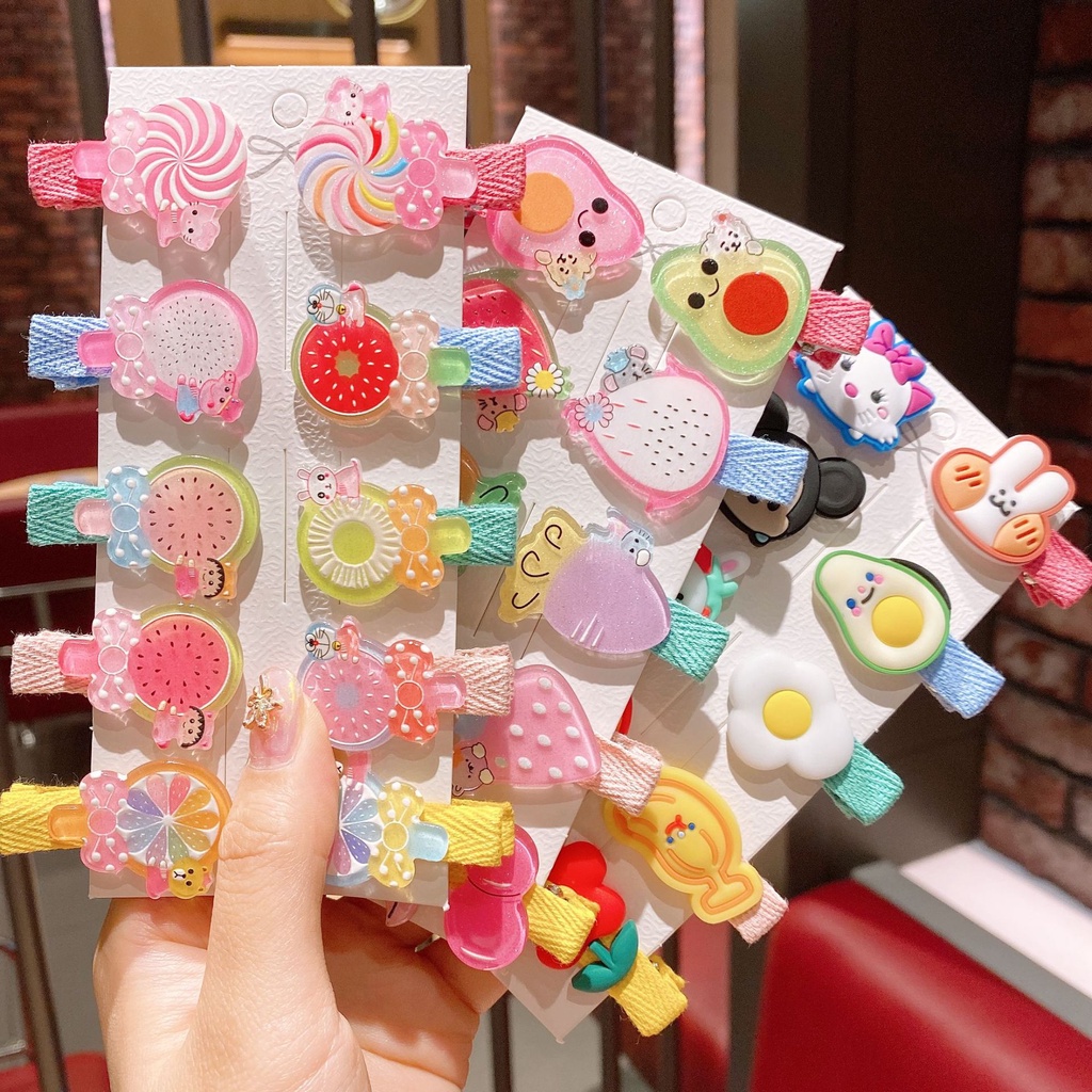 【Ready stock】10Pcs Jepitan Rambut Anak Jepit Rambut Korea Kids Unicorn Candy Fruit Hair Clips lucu fashion COD