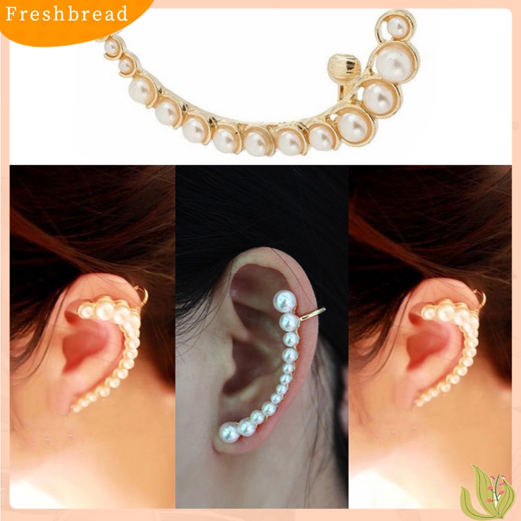 【Fresh】New Punk Rock Retro Pearl Earring Ear Cuff Warp Clip Ear Stud - Left Side