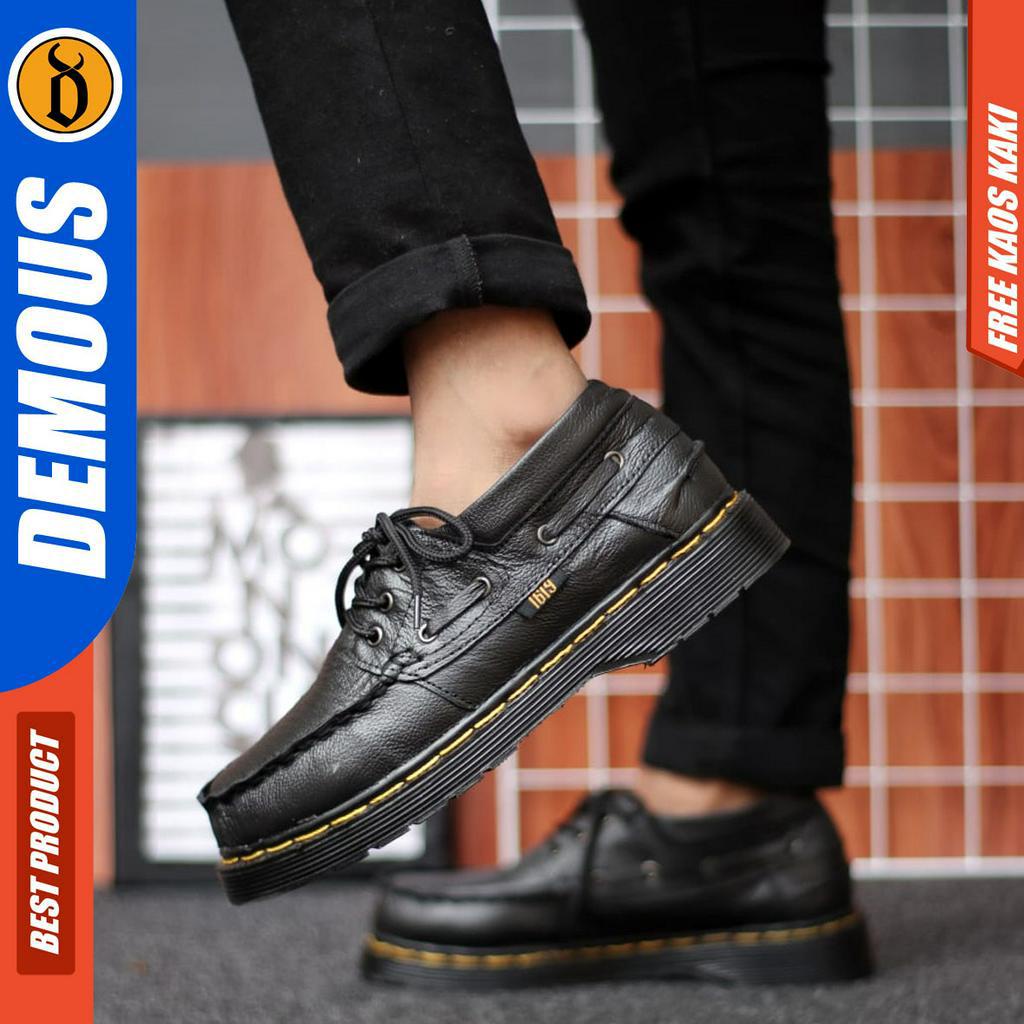 DEMOUS KILUA  - Sepatu Docmart Low Boots Formal Pantofel Kerja Casual Hitam Pria