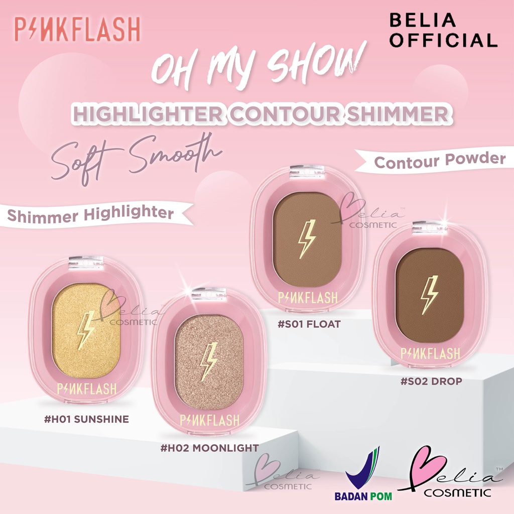 ❤ BELIA ❤ PINKFLASH Soft Pigment Face Contour Highlighter Shimmer | Pink Flash OhMyShow BPOM PF-F02