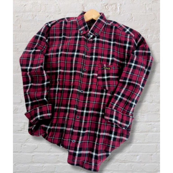PREMIUM KEMEJA KOTAK KOTAK FLANNEL CASUAL LENGAN PANJANG UNISEX HEM PRIA WANITA KEMEJA WANITA FLANEL-F10