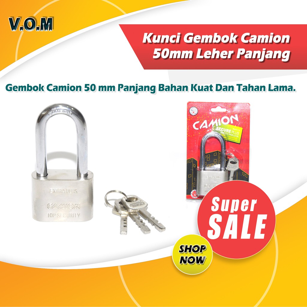 VOM-PANJANG 50 mm Kunci Gembok Camion - Gembok 50mm Leher Panjang 0542