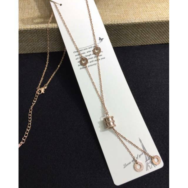 Kalung Titanium asli Rosegold Premium Quality Anti karat anti alergi Kalung Stainless steel Kt-010