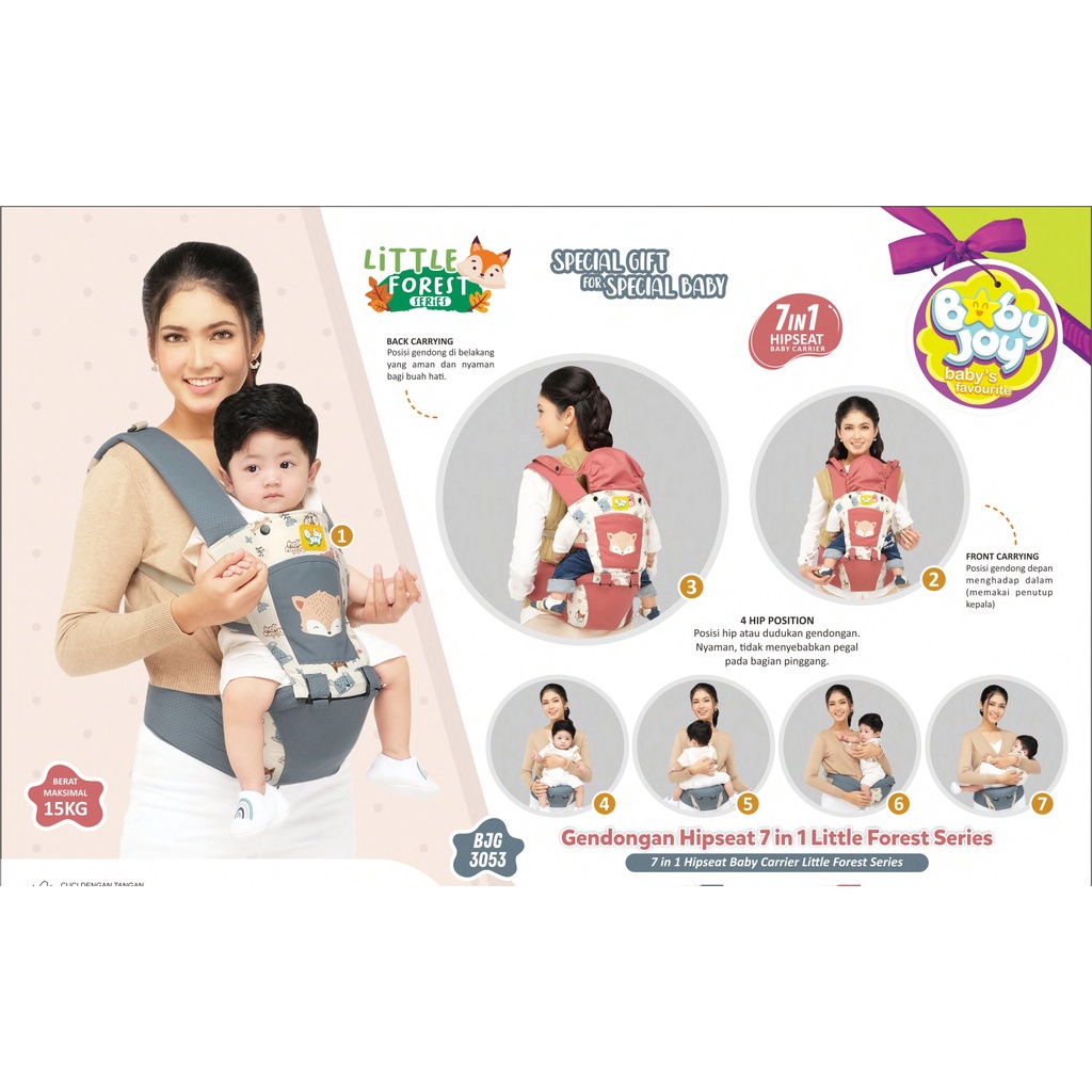 Gendongan Bayi Depan Belakang Hipseat Hip Seat Ransel Baby Joy Little Forest BJG 3053