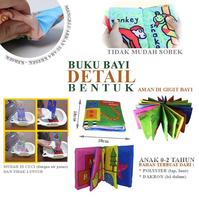 buku bantal bayi buku kain softbook mainan edukasi bayi 6 pcs