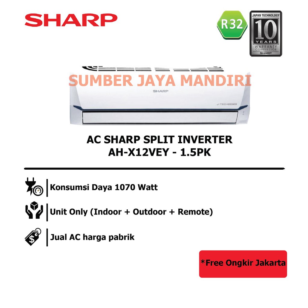 AC SHARP SPLIT INVERTER AH-X12VEY - 1.5PK
