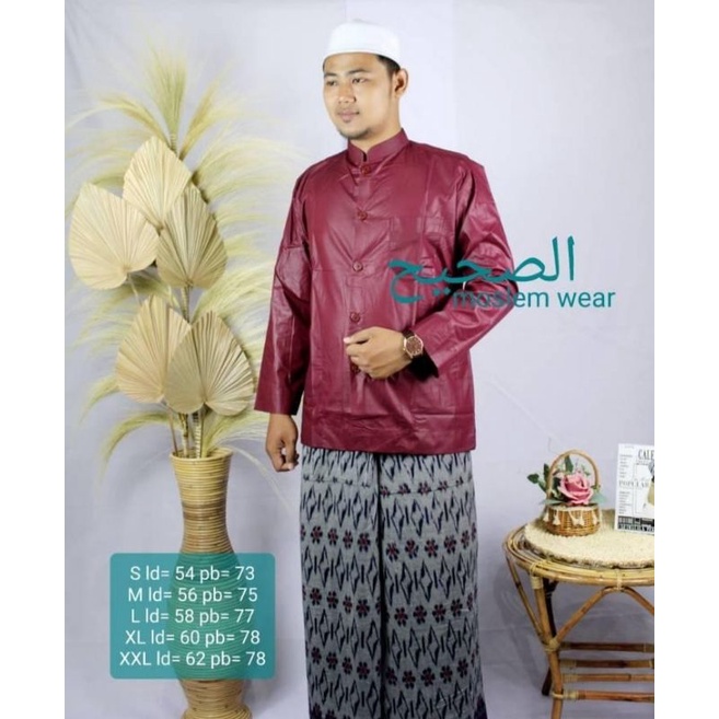 GROSIR Baju Koko As Shahih Polos Lengan Panjang Saku Samping Bahan Mengkilap Kokoh Haibah Habaib Habib Ammu Original Collection Pria Dewasa Terbaru Taqwa Kazimi El rumi Al mia Murah Putih Hitam Atasan Muslim Pria Fasion Pakaian Muslim Pria Tangan Panjang-Marun