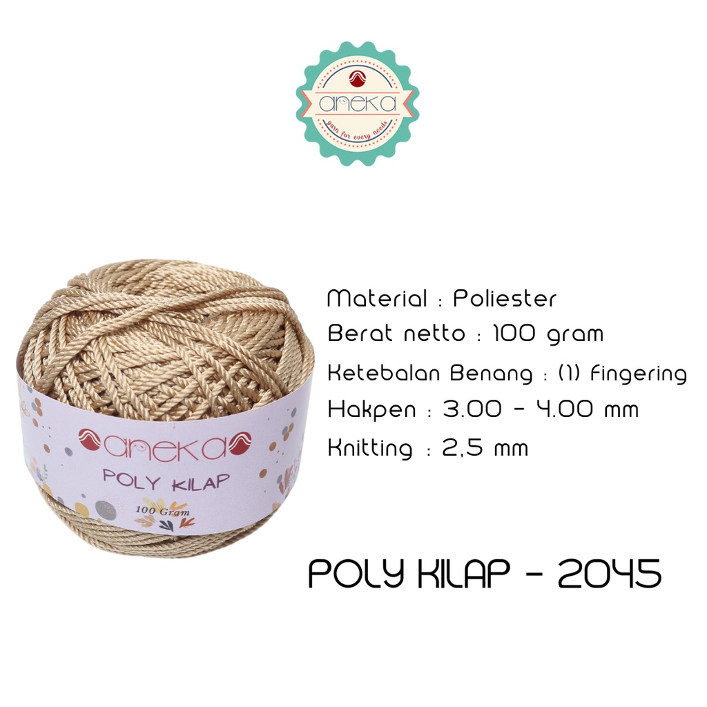 PREMIUM Benang Rajut Polyester/ Poliester / Poli Poly Kilap Warna - 2045