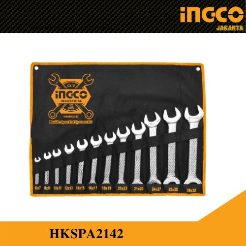 Kunci Pas 12pcs (6-32 mm) Double Open End Spanner Set INGCO HKSPA2142