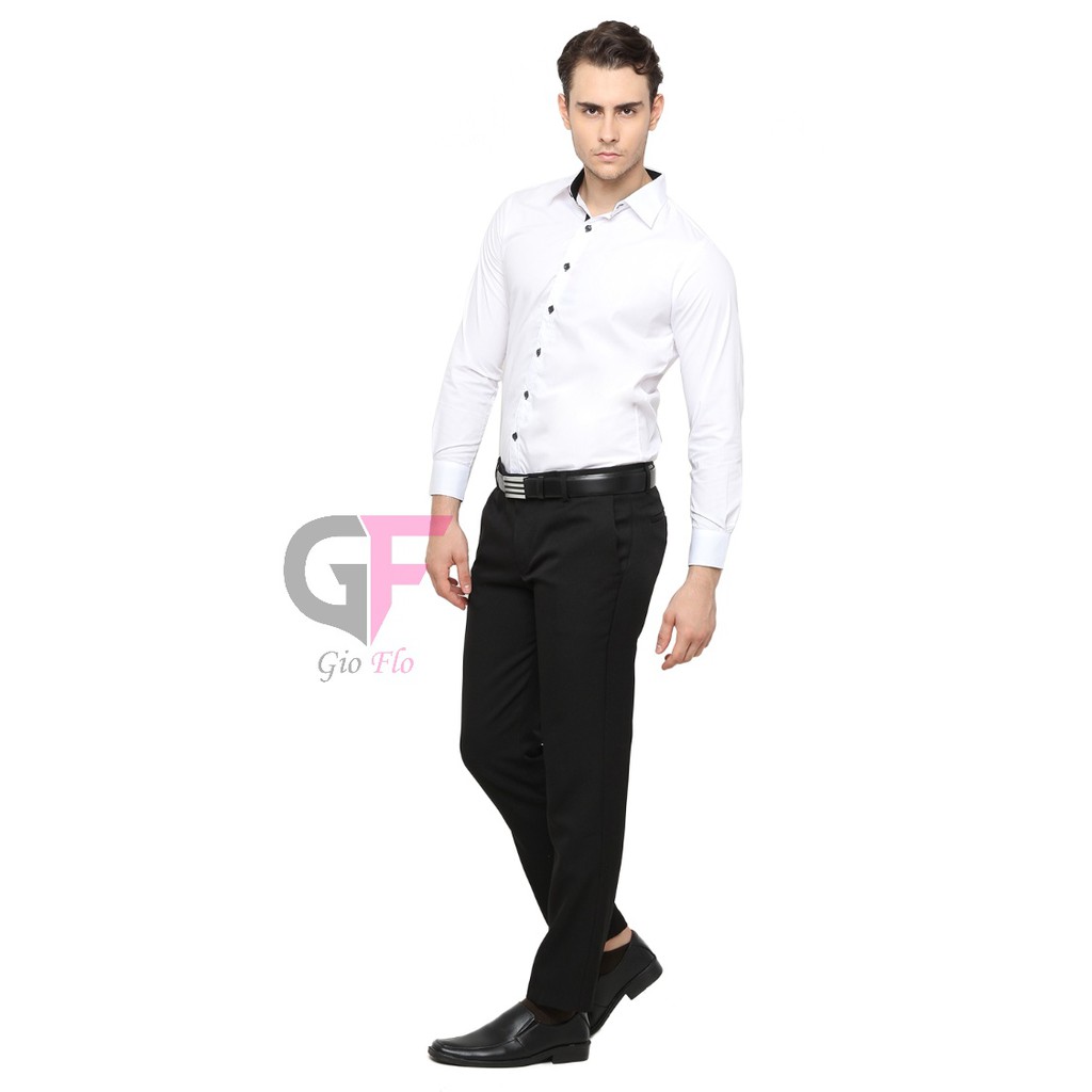 GIOFLO Celana Formal Pria Pakaian Slim Fit Terbaru Hitam / CLN 1174