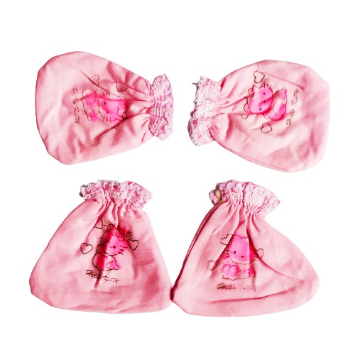 3 SET ( 3 pasang ) sarung tangan dan  ( 3 pasang ) sarung kaki bayi /  Kaos kaki bayi warna random