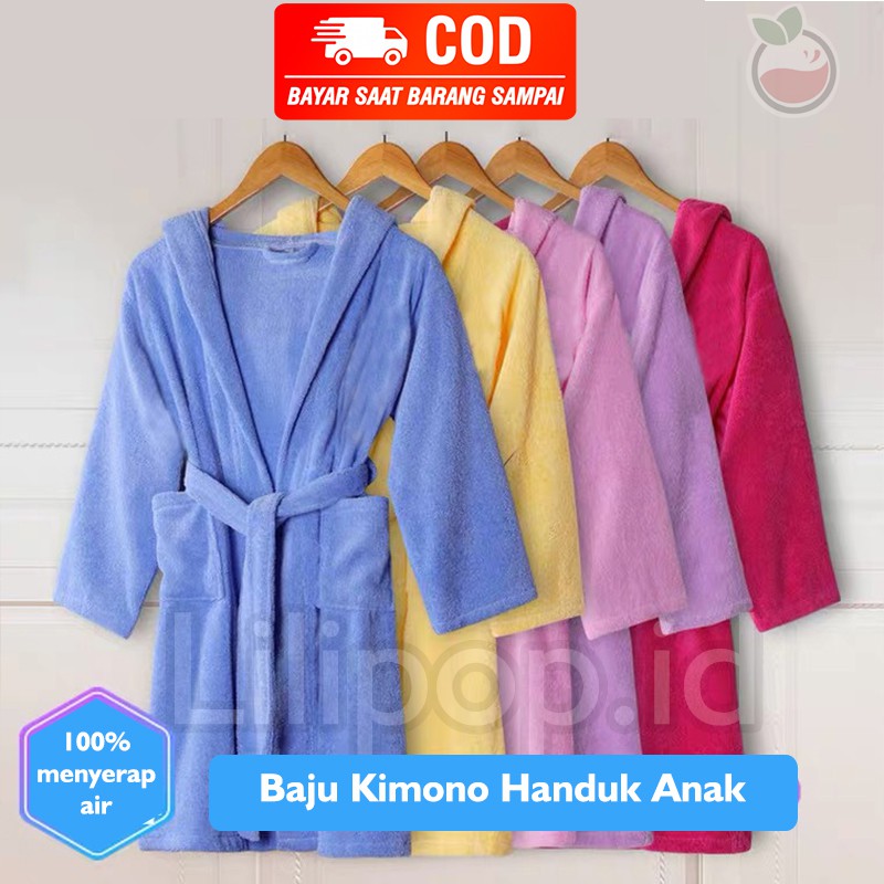 Kimono Handuk Anak Perempuan dan Laki laki Baju Handuk Anak Mandi Renang Karakter Lilipop