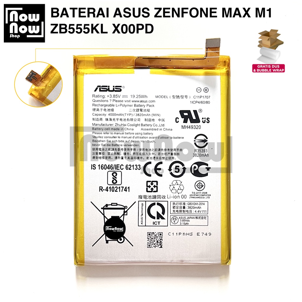 Baterai Asus Zenfone MAX M1 ZB555KL X00PD C11P1707 Original Batre Batrai Battery Zenphone HP