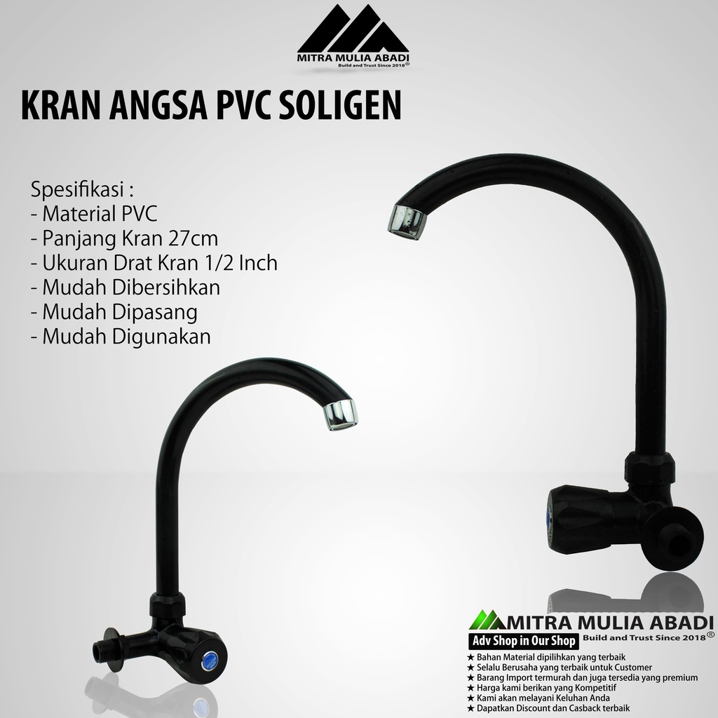 Kran Angsa PVC Drat 1/2 Inch | Keran Air Dapur PVC Soligen