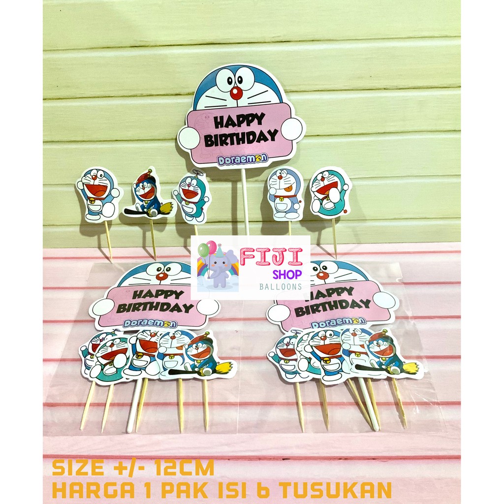 Cake Topper Doraemon Set / Hiasan Kue Ultah / Topper Cake Karakter