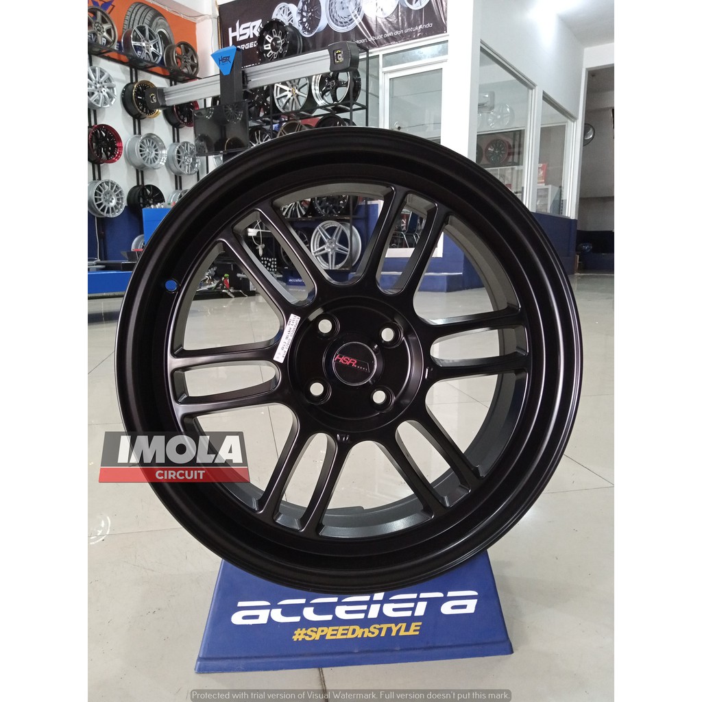 Velg mobil racing Jazz Yaris Sigra R17 HSR Kumamoto Ring 17 Lubang 4 Pcd 4x100 Lebar 7 warna hitam