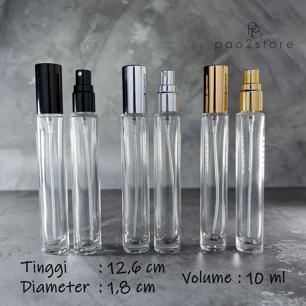 Botol Spray 10ml Kaca TEBAL Tutup Metal Model Pen - Parfum Refillable Travel Size