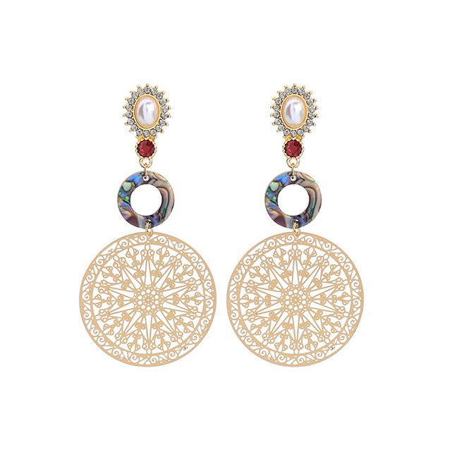 LRC Anting Tusuk Fashion Color Geometric Openwork Earrings F5785X
