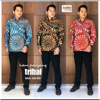 Kemeja Batik  Pria  Original Solo  Hem Panjang Tribal 
