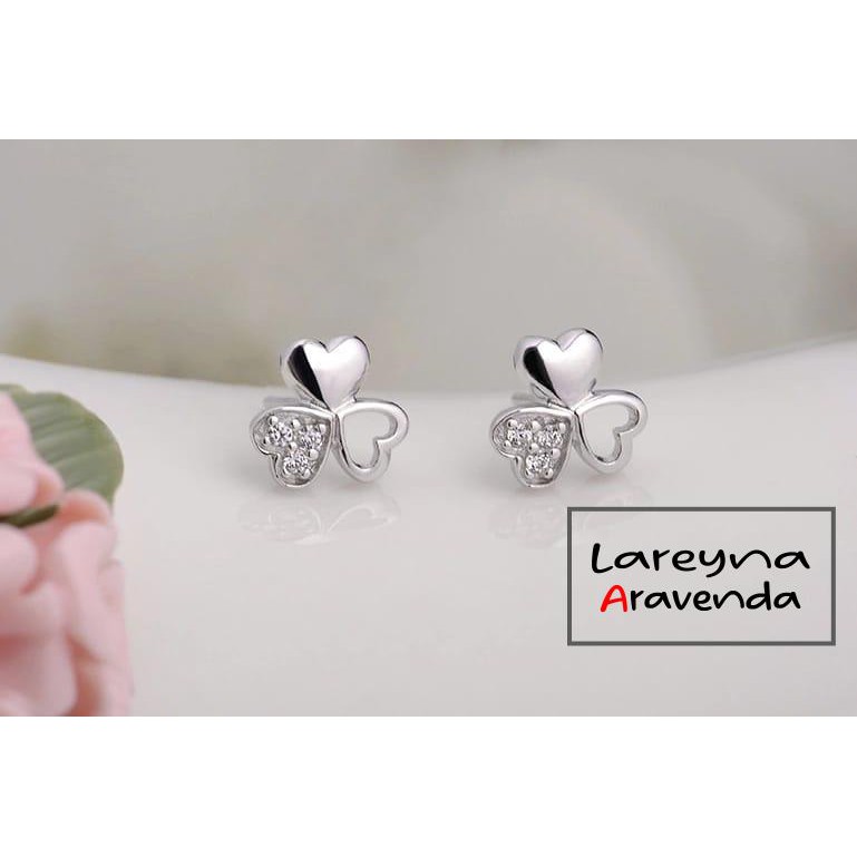 Anting Titanium Wanita Motif Clover Kristal Crystal AT002