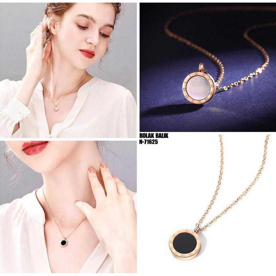 COD! kalung titanium anti karat/ kalung wanita bvl / kalung bvl liontin bisa bolak balik import