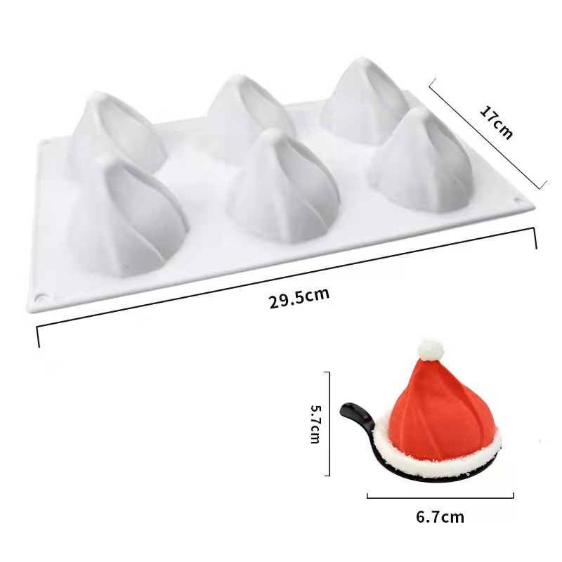 Cetakan Loyang Silicone Puding Coklat Tahan Panas Silikon Mini Santa 6 Cup