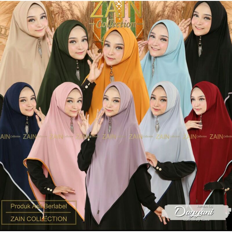 Jilbab Khimar Instan Syari Dayyani Jumbo List Ori Zain-Grey