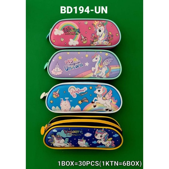 

pencil case dari kulit karakter unicorn