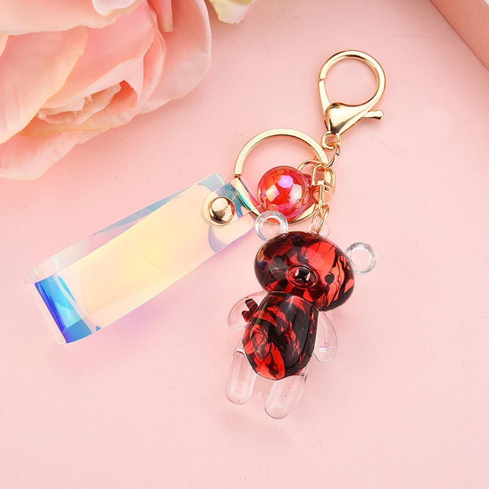 Lanfy Cairan Gantungan Kunci Wanita Lucu Pesona Mobil Hewan Sequin Keychain Acrylic Akrilik Key Fob