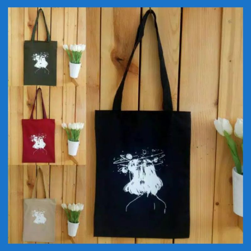 TOTEBAG WANITA GALAXY (BISA COD) ADA RESLETING bahan drill halus