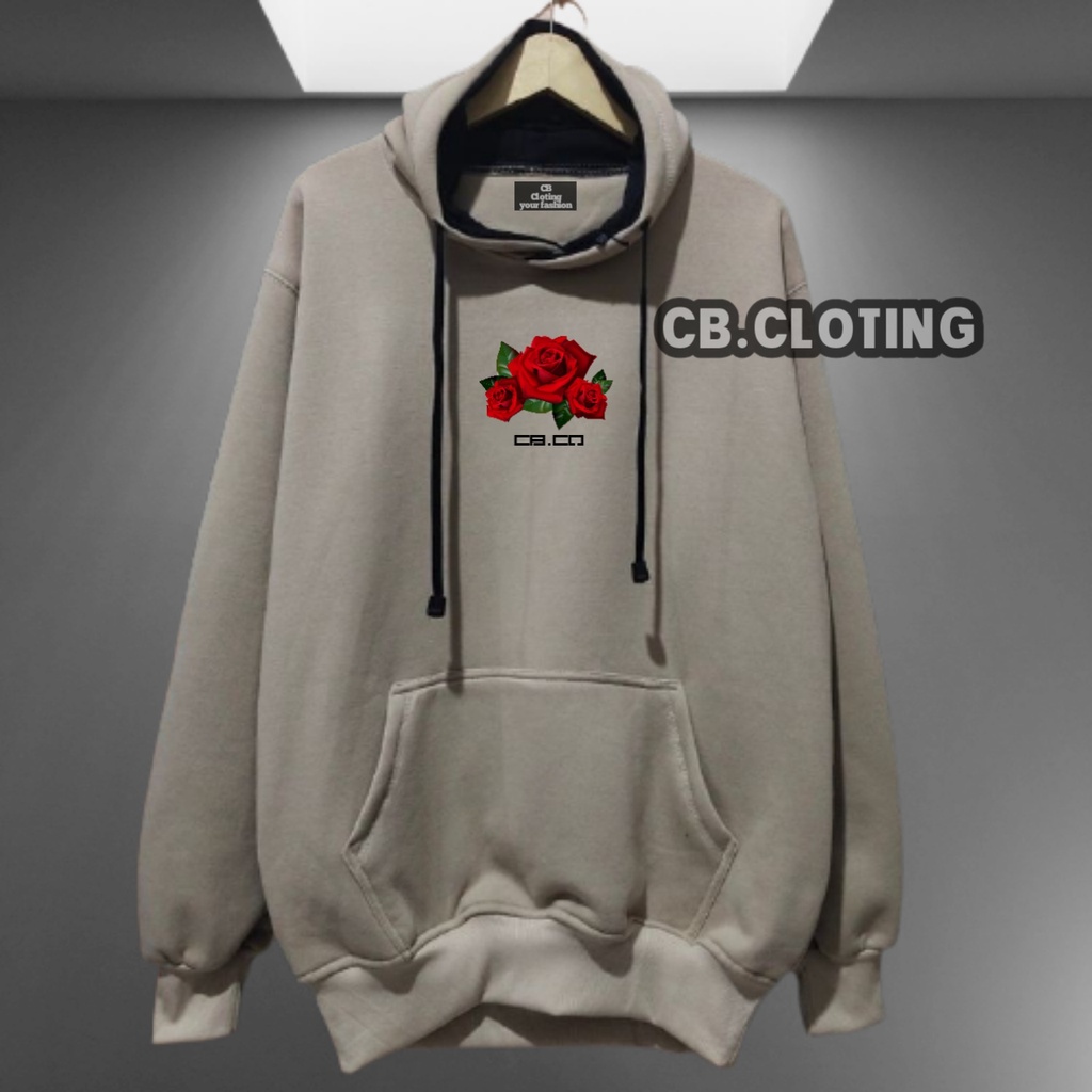 Cb.Cloting Hoodie Distro Pria Wanita Cream Original Cb.Co / Hoodie Bunga Mawar Hm/ Anime / Oversize / Sweater Hoodie Unisex Hnm / Hoodie Flecee / Hoodie Warna Krem Cream