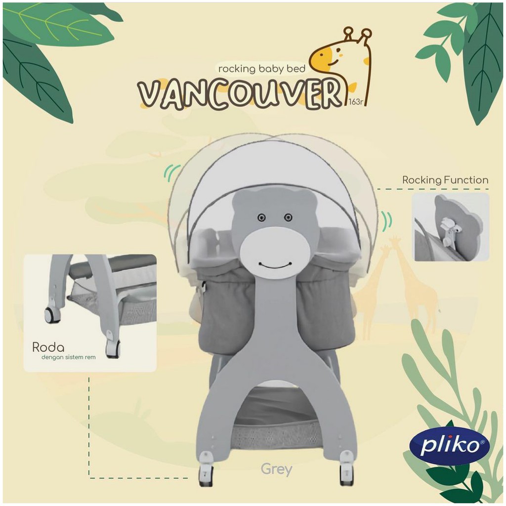 Box Bayi Pliko Vancouver Rocking Baby Bed Music Light Ayunan Bassinet Ranjang tempat tidur bayi