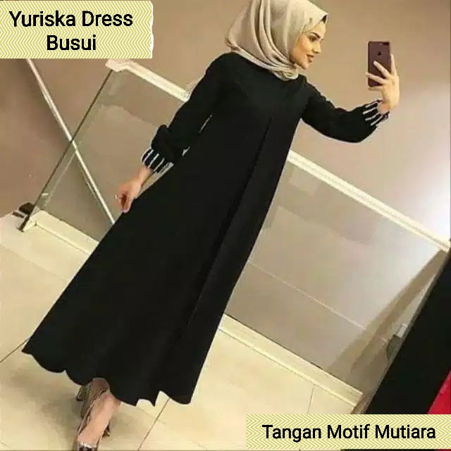Yuriska Maxi - Bisa COD Gamis Baju Dress Syari Busui Kondangan Long Dress Maxy Tangan Lengan Tangan 