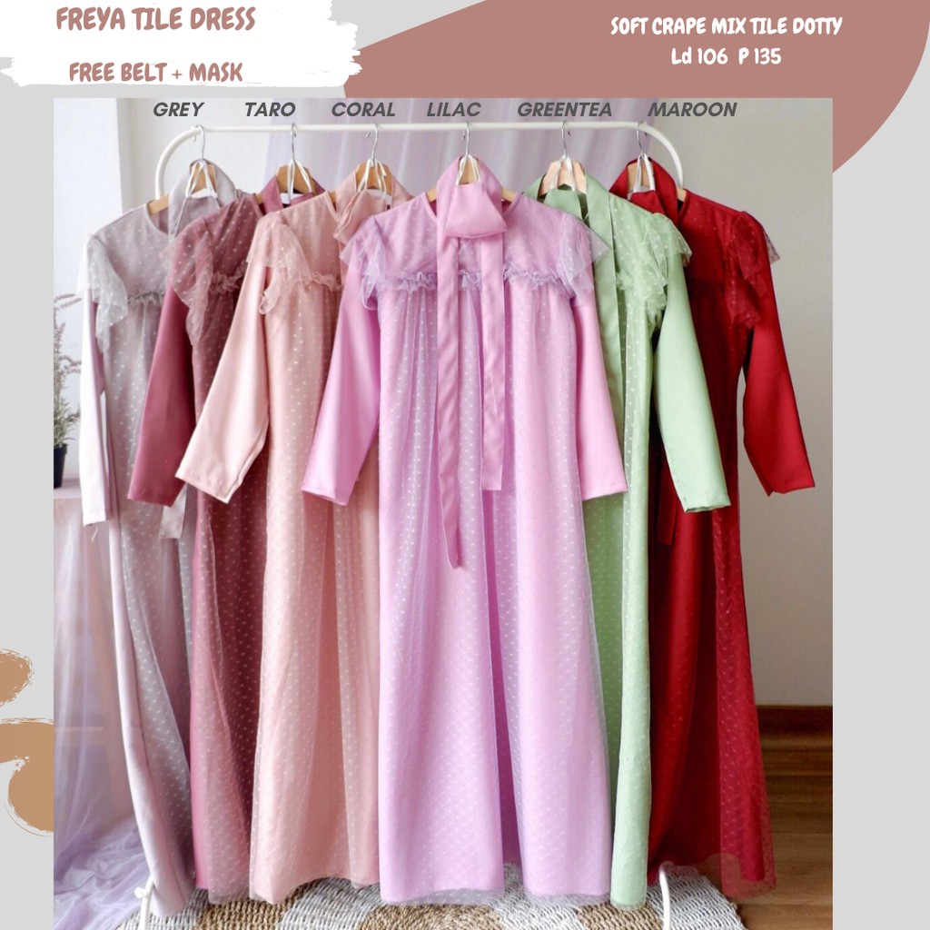 Freya Tile Dress /Dress Tile Ld 106 Ld 110/Gamis Tile Seragaman/Dress Tile Payet/Dress Tile Jumbo