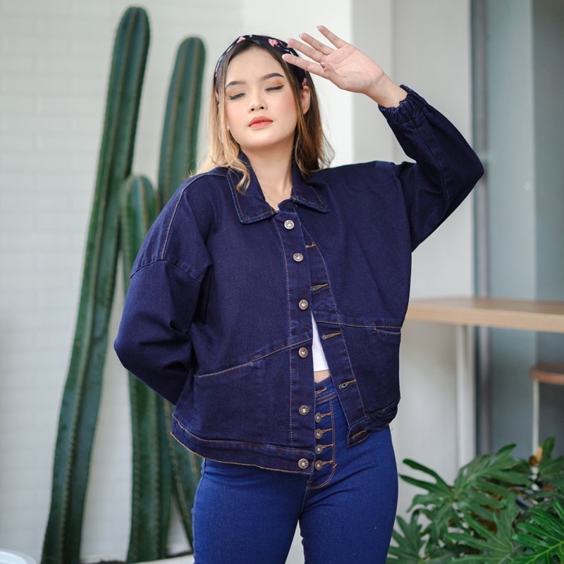 WOW-GVRS Jaket Jeans Wanita Premium / Jaket Jeans Oversize