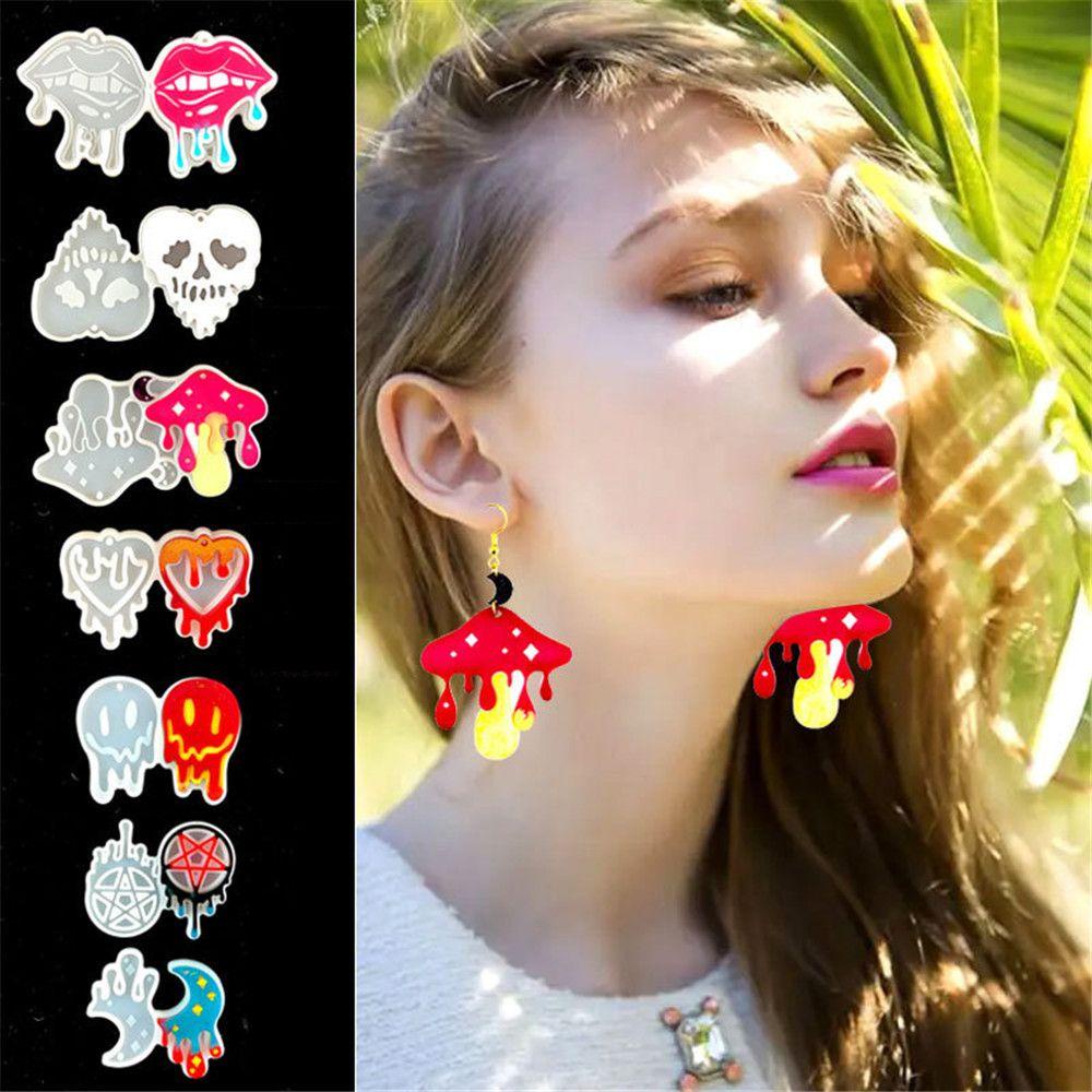 R-bunga Anting Resin Cetakan Resin Kerajinan Tangan Jantung Membuat Perhiasan Alat Cetakan Silikon Jamur Resin