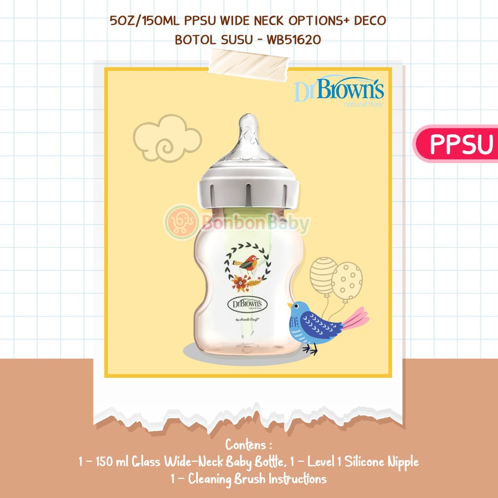 Dr. Brown's PPSU Bottle Wide Neck Option+ Deco 150ml WB-51620