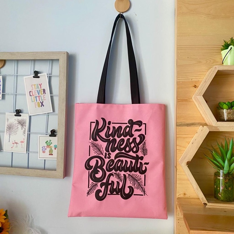 Viebeeshop | Totebag kekinian semi kanvas termurahh | +-30X35