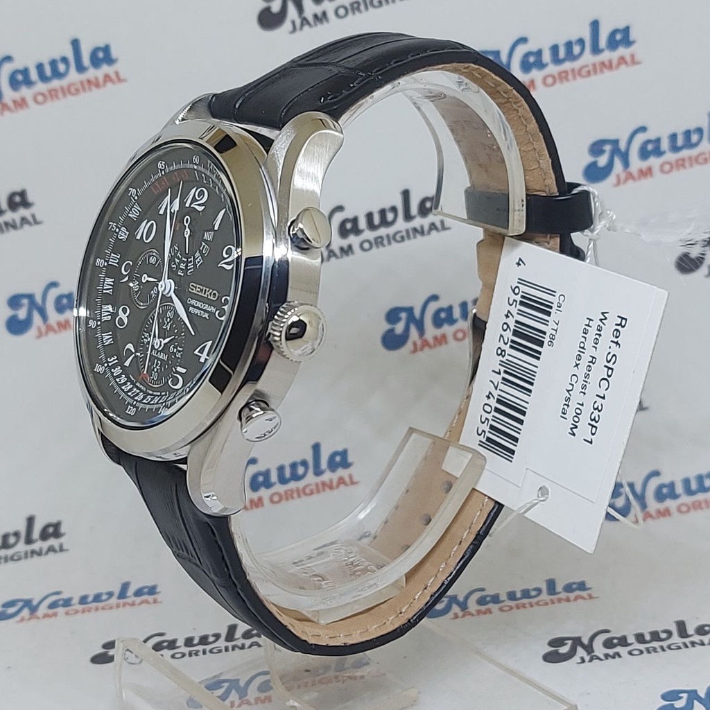 Seiko Quartz SPC133P1 Perpetual Chrono Leather Jam Tangan Pria SPC133