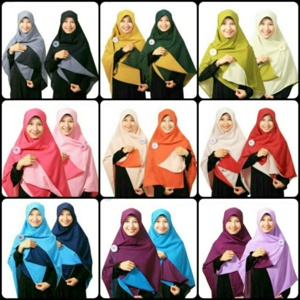  JILBAB  SEGI  EMPAT  BOLAK BALIK 2 WARNA  Shopee Indonesia