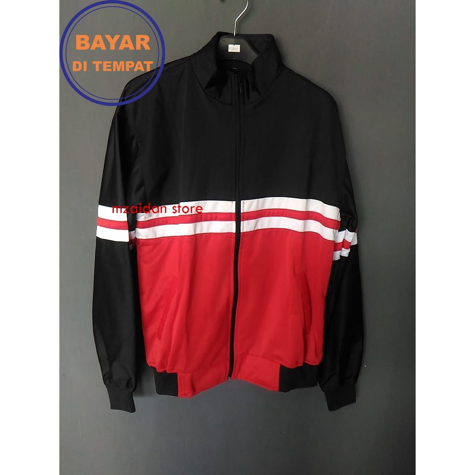 Jaket Pria Tracktop Casual Ultras Premium Best Seller Black Red