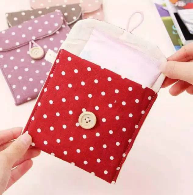 BS153 Dompet Tempat Pembalut Tisu Mini Traveling Motif Polkadot