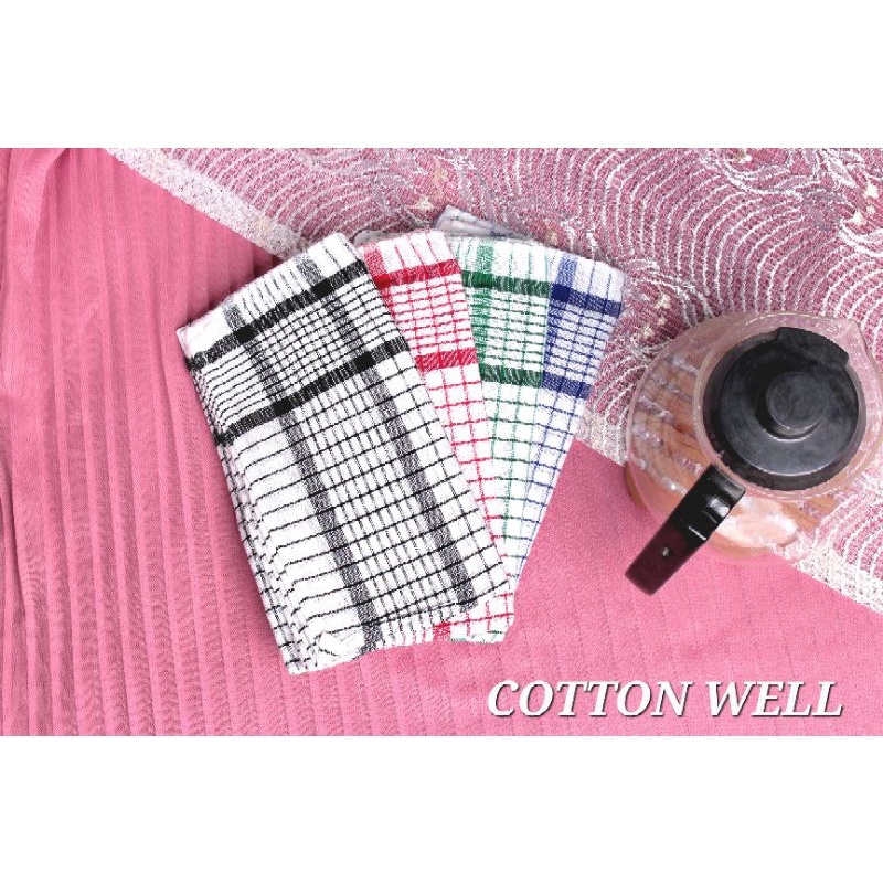 Serbet dapur Isi 12 pcs Serbet Dapur Cotton Well 50cm x 50cm Murah Meriah Senang Lap Piring Lap Dapur Warna Warni Lap Gantung