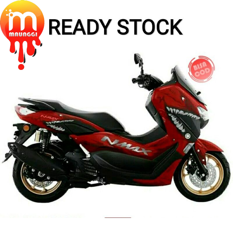 Decal new nmax 2020 full body Sticker motor yamaha nmax merah Striping new nmax 155 full motif shark