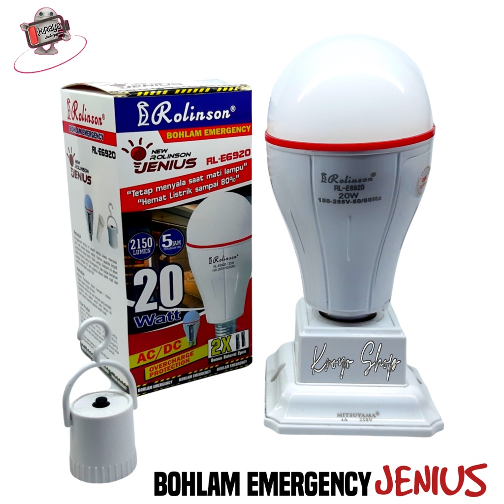 Bohlam Emergency Jenius Model Sentuh ROLINSON LED 20 Watt  Super Terang AC-DC RL-E6920