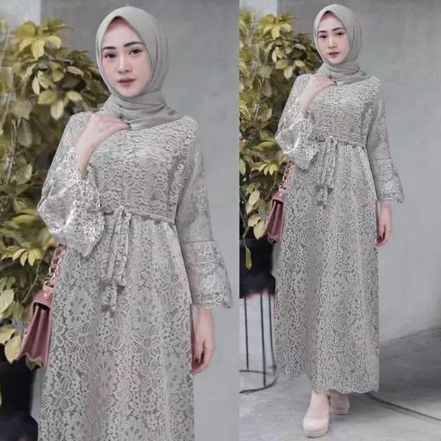 Baju Wanita/Cewek Gamis Full Brukat Maxi Yasina Busui